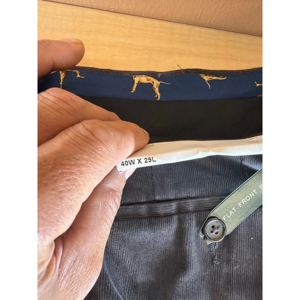 Lauren Ralph Lauren Mens Slate Gray Corduroy Dewhurst Flat Front Pants 40W x 29L